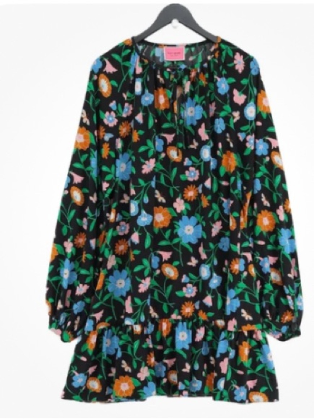 kate spade Black Floral Long-Sleeve Mini Dress